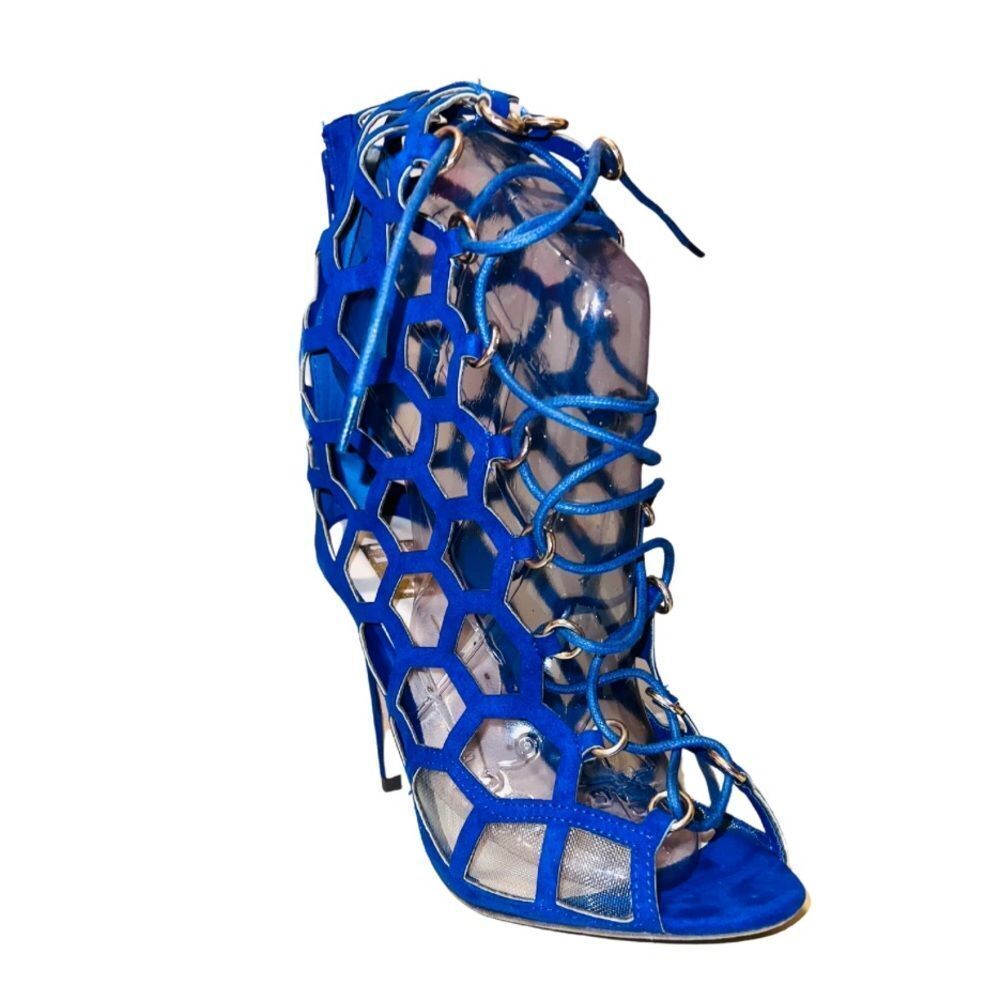 Cobalt Blue Lace Up High Heels size 10